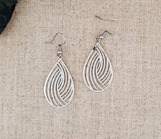 Med Geometric Stainless Steel Teardrop   Earrings