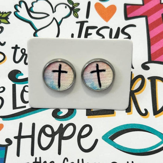 Cross Watercolor Earrings