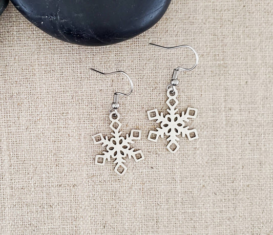 Christmas Stainless Steel Medium Snowflake Earrings