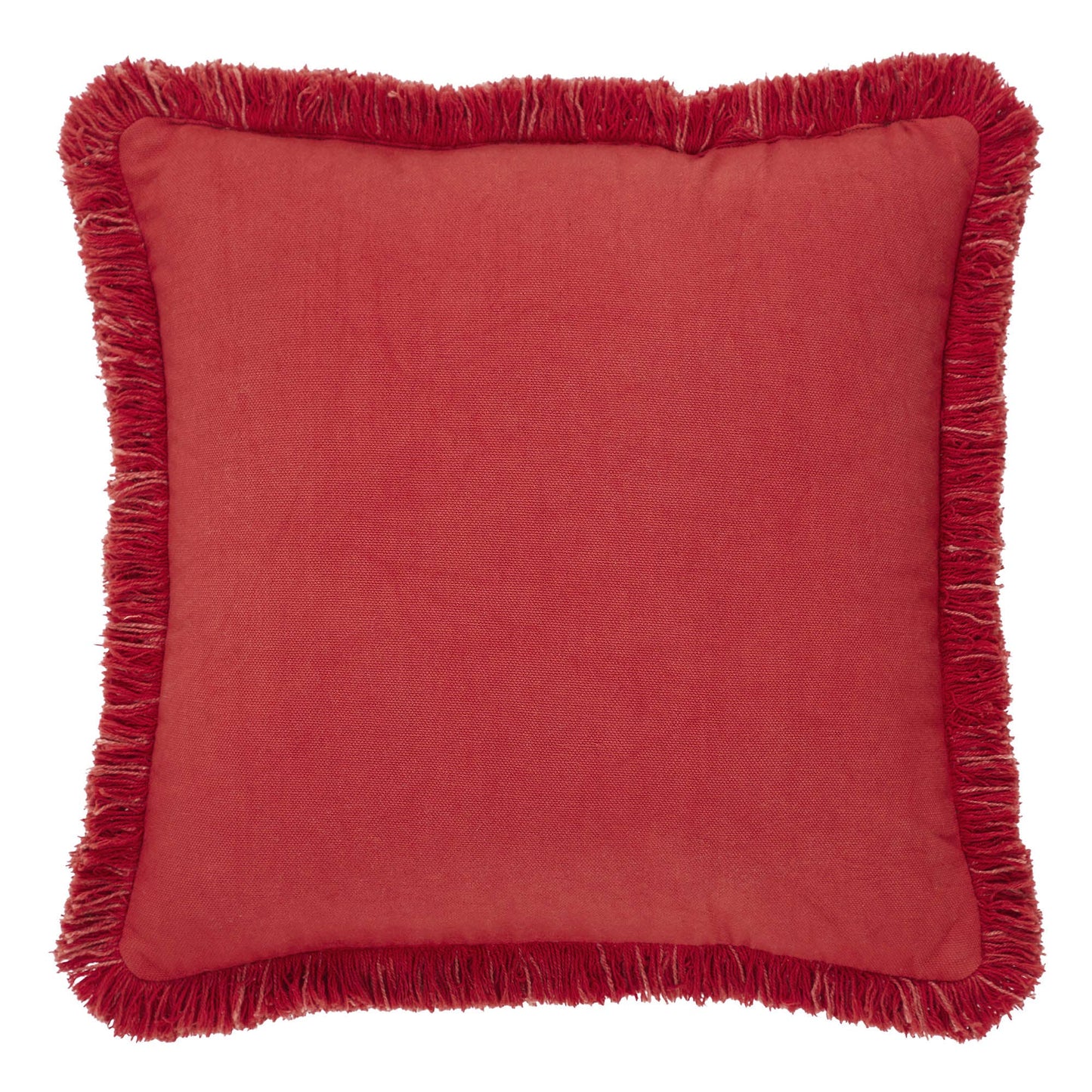 Red Snowflake Stone Washed Fringed Pillow 12x12