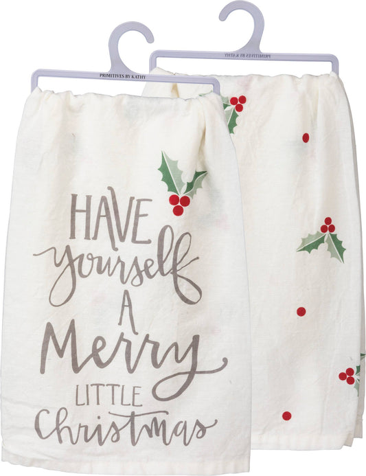 Have Yourself A Merry Christmas Holly Kitchen Towel